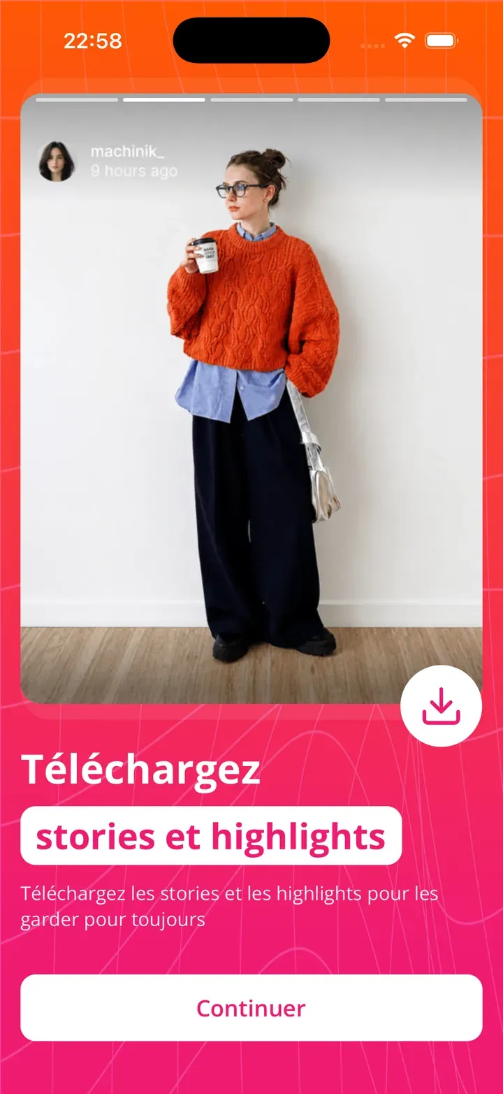 L’app Seenless téléchargeant un reel Instagram en HD