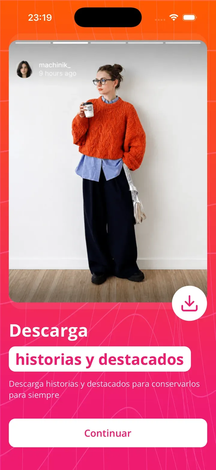 La app Seenless descargando un reel de Instagram en HD