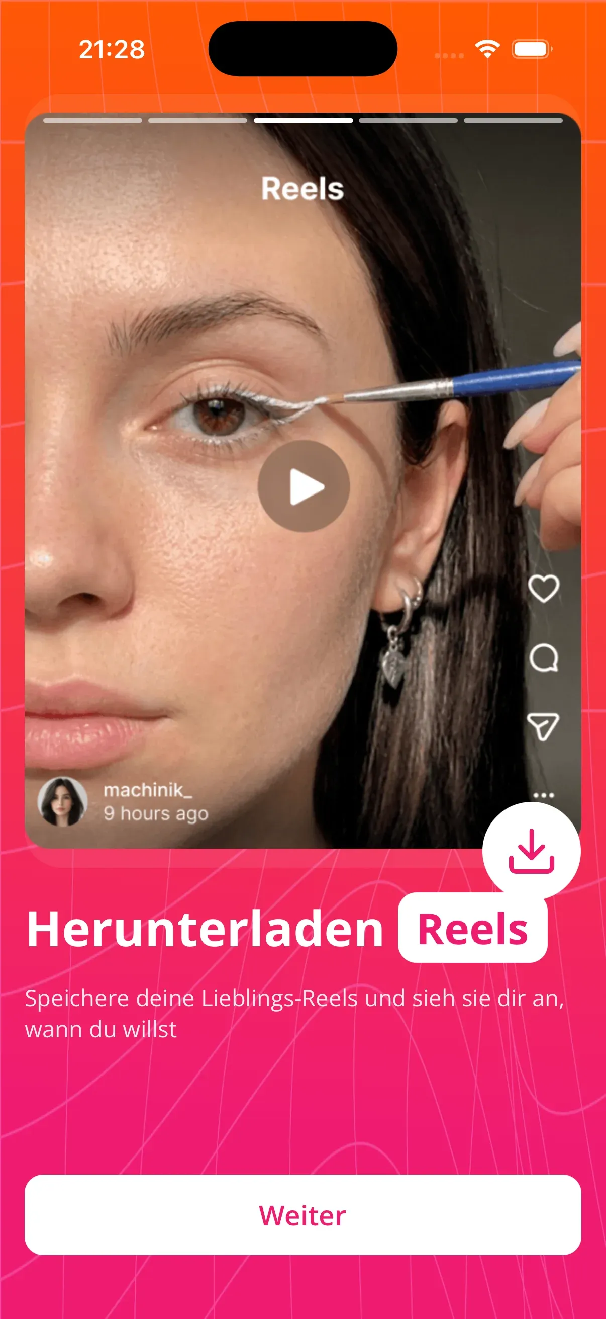 Seenless lädt ein Instagram Reel ohne Wasserzeichen in HD herunter